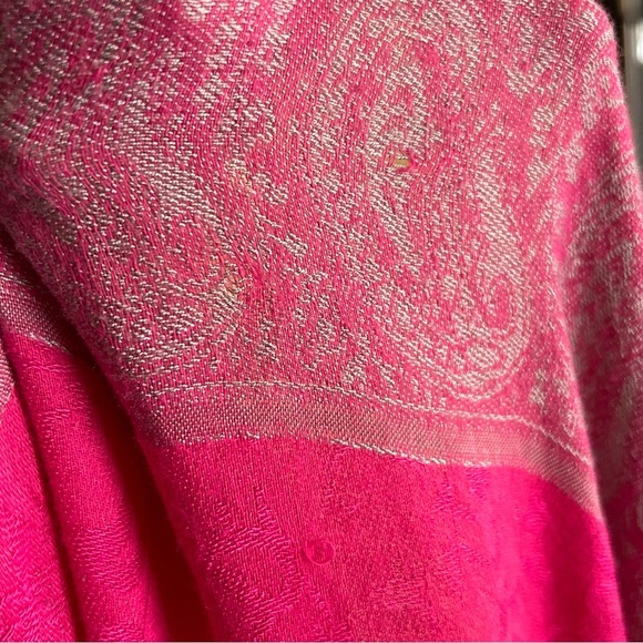 Cashmere Boho Pink Paisley Printed Scarf Wrap Shawl Fringe 70x23” READ - Picture 9 of 9